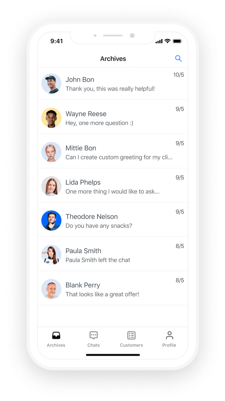 Chat history in LiveChat® app for iPhone