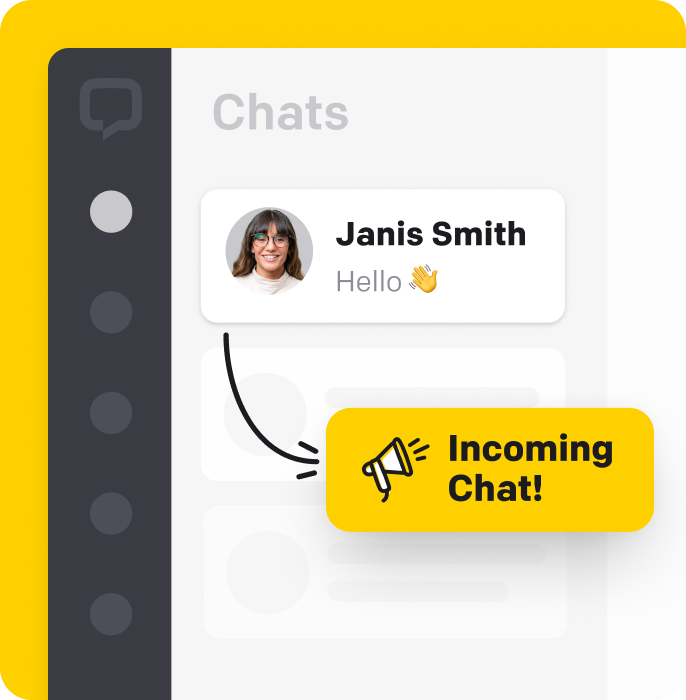 The visualization of an incoming chat in the LiveChat® app