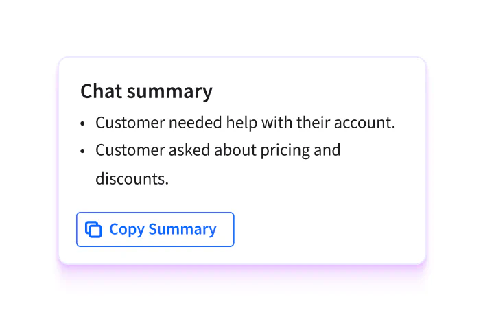 AI summary of live chat conversation