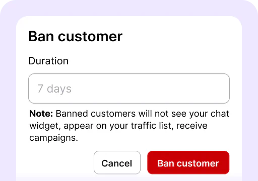 Ban visitors is one of the areas available in the chat feed inside the Archives section of the LiveChat® agent app. It's where you can block certain customers when necessary.