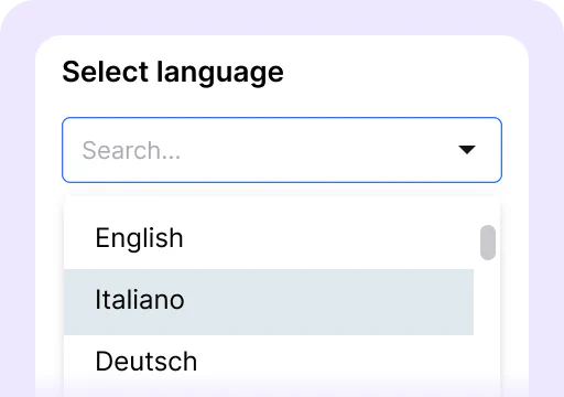 A preview of language selection in the chat widget settings.
