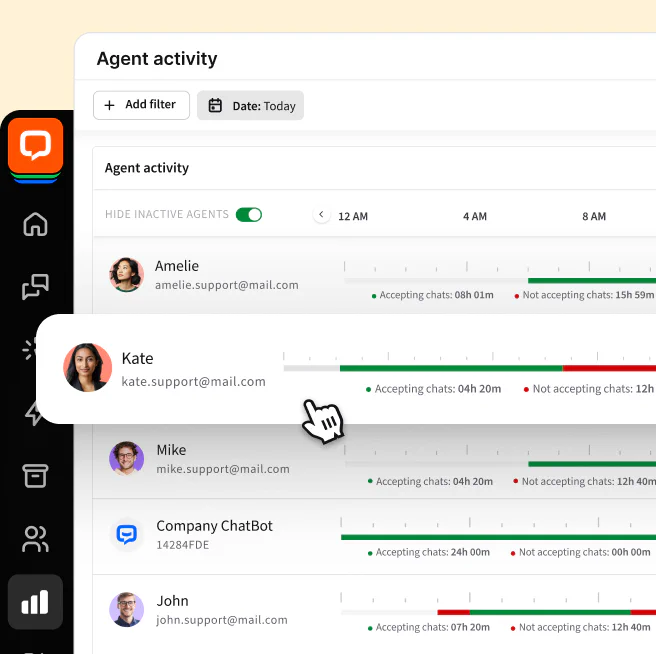 Customer list in LiveChat® app