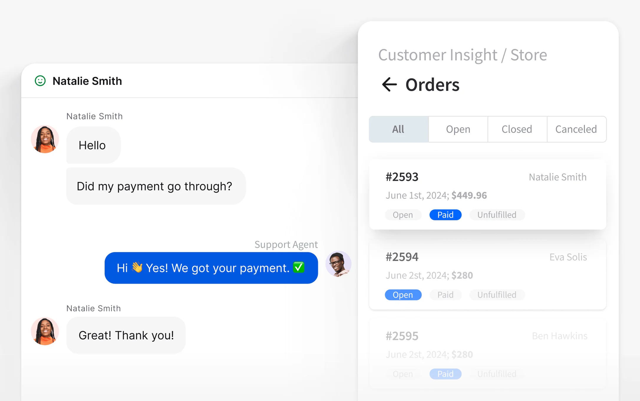 Order info in LiveChat® app for Shopify